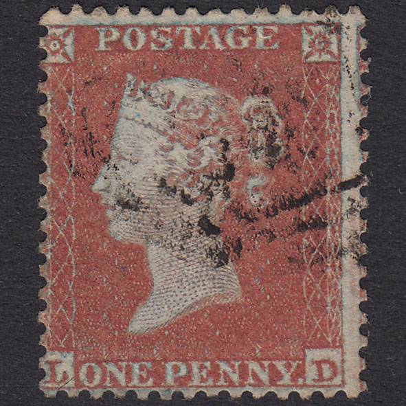 GB QV 1855 1d Red-Brown Plate 198 SG22-C2(1) LD FU Light Cancel