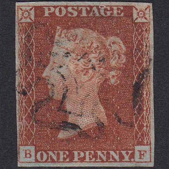 GB QV 1841 1d Red-Brown Plate 16 SG8-B1(1) BF FU 4 Margins Maltese Cross