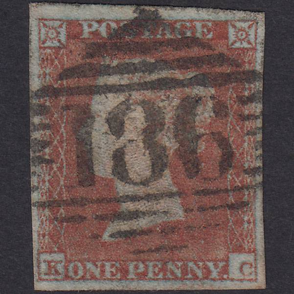 GB QV 1841 1d Plate 122 SG8-B1(1) KC GU 4 Good Margins Dublin 186