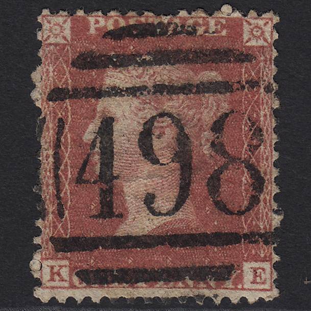 GB QV 1857 1d Rose-red (Plate 47) SG40-C10(1) KE GU Manchester 498