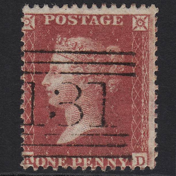 GB QV 1857 1d Rose-red (Plate 52) SG40-C10(1) KD VFU Edinburgh 131