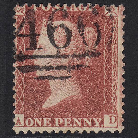 GBqv 1857 1d (Plate 60) SG40-C10(1) AD VFU Liverpool 466 Missing Imprimatur