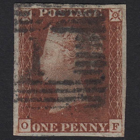 GB QV 1841 1d Deep Red-brown (Plate 54) SG10-B1(4) OK FU Aberdeen 1 4M