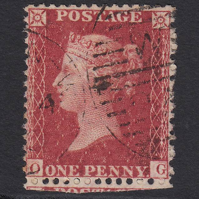 GB QV 1857 1d Rose-red (Plate 56) SG40-C10(1) OG FU London D&S Cancel