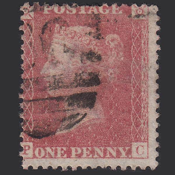 GB QV 1857 1d Rose-red (Plate 62) SG40-C10(1) PC GU London IS Cancel Misperf