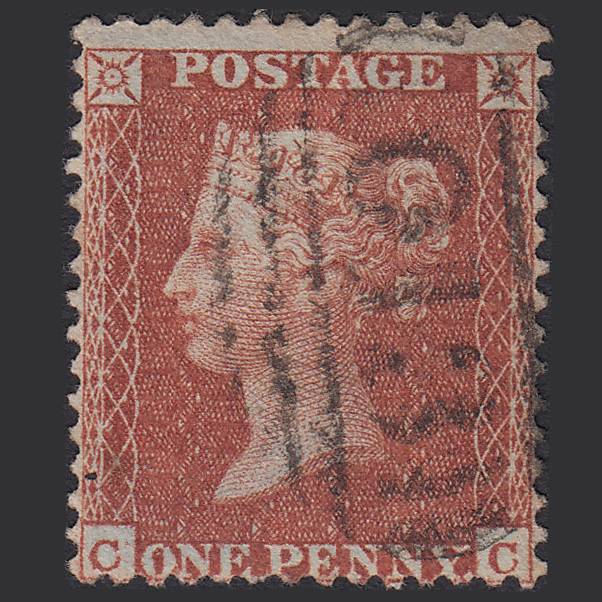 GB QV 1855 1d Red-brown (Plate 7) SG24-C3(1) CC FU North Tawton 013