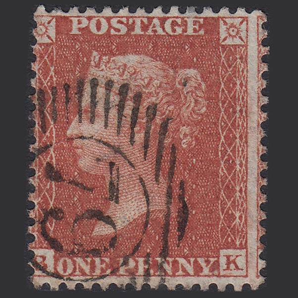 GB QV 1855 1d Red-brown (Plate 9) SG24-C3(1) BK FU London D&S 79 Misperf