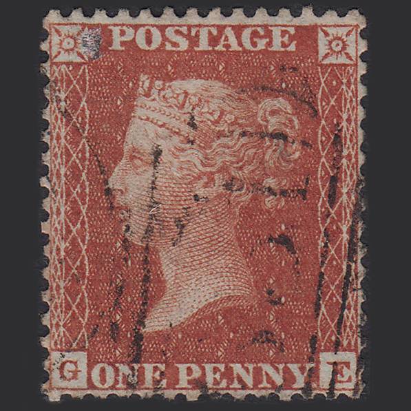 GB QV 1855 1d Red-brown (Plate 7) SG24-C3(1) GE GU Wakefield 831