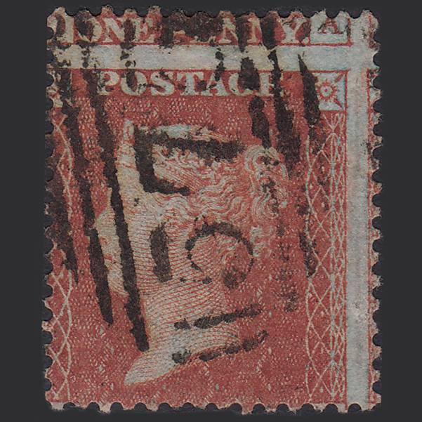 GB QV 1855 1d Red-brown (Plate 5) SG24-C3(1) PA FU Norwich 575 Huge Misperf