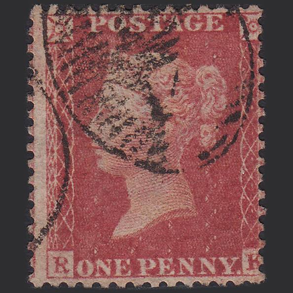 GB QV 1857 1d Rose-red (Plate 36) SG40-C10(1) RK GU London D&S Cancel Misperf