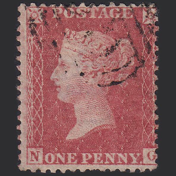 GB QV 1857 1d Rose-red (Plate 52) SG40-C10(1) NG FU Light Cancel