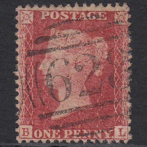 GB QV 1857 1d Rose-red (Plate 59) SG40-C10(1) BL FU Preston 628 Well Centred