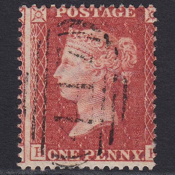 GB QV 1857 1d Rose-red (Plate 52) SG40-C10(1) HK FU Leeds 447 Misperf