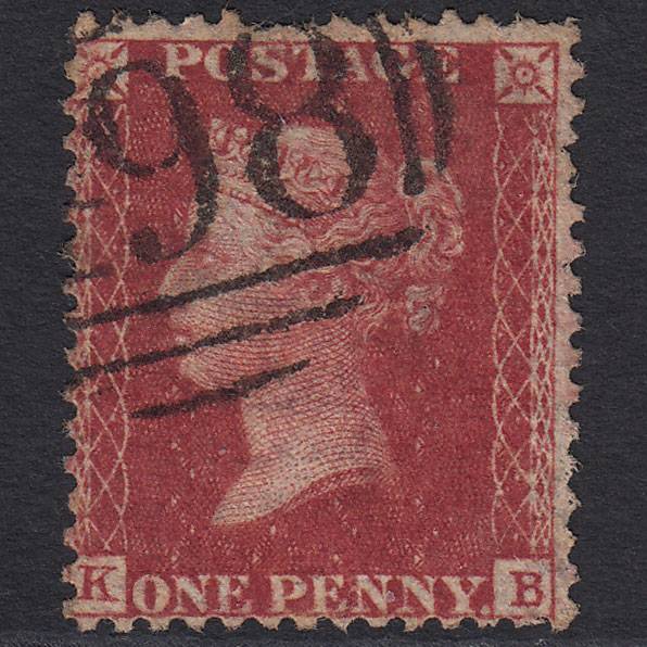 GB QV 1857 1d Rose-red (Plate 57) SG40-C10(1) KB GU Manchester 498
