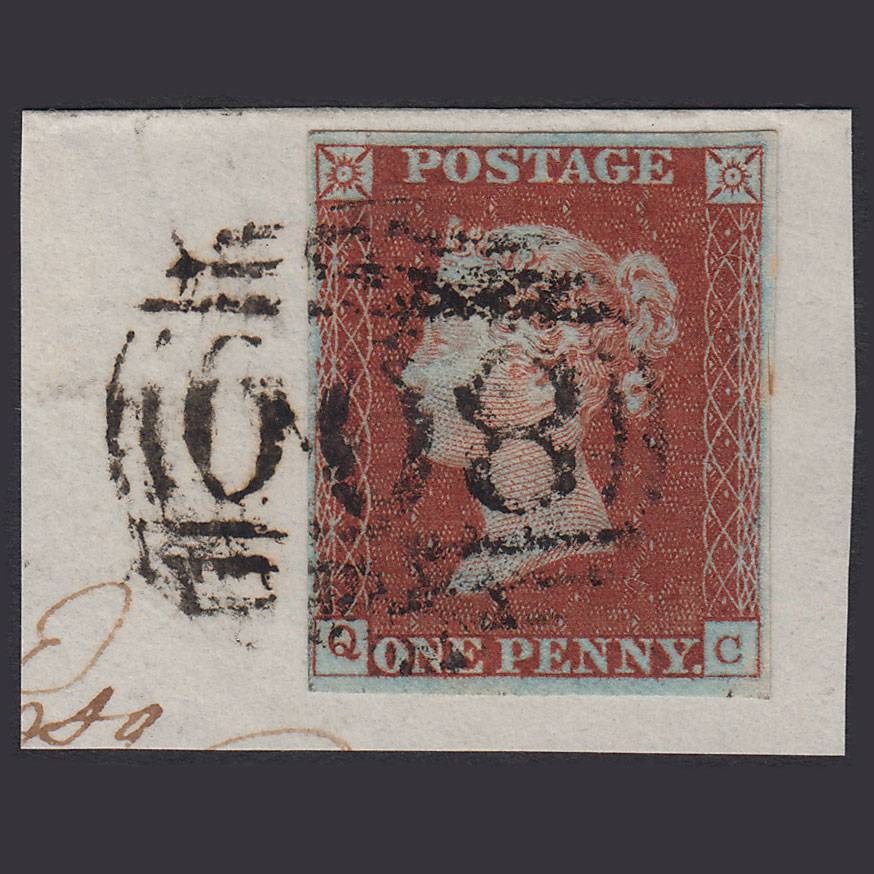 GB QV 1841 1d Red-brown (Plate 45) SG8-B1(1) QC FU 4M Tiverton 800 on Piece