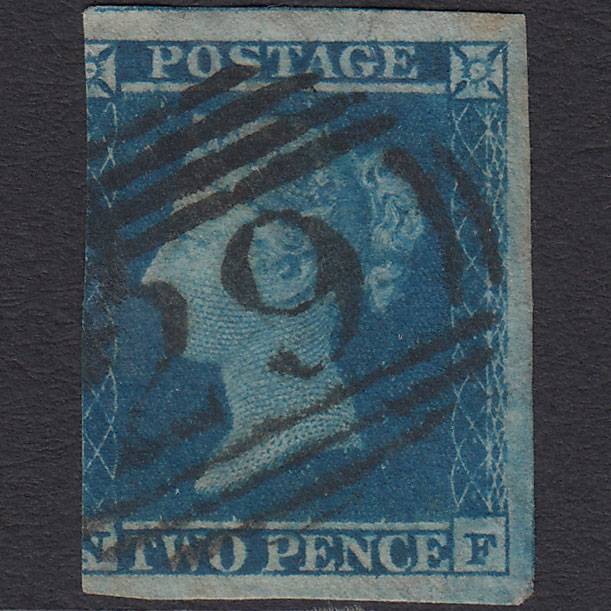 GB QV 1841 2d Blue (Plate 4) SG14-E1(2) NF GU 3 Margins Ashburton 29