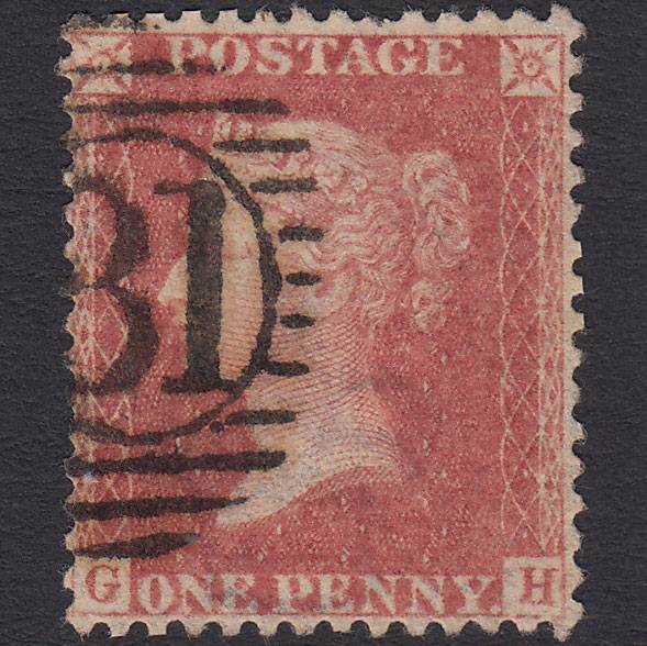 GB QV 1857 1d Pale Rose (Plate 42) SG39-C10(3) GH GU London D&S 81