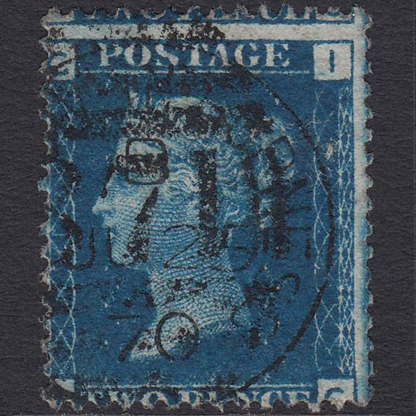 GB QV 1869 2d Blue (Plate 13) SG46-G3 IC FU CDS Cancel Misperf