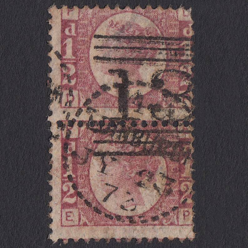 GB QV 1870 1/2d (Plate 6) SG48-G4 DP-EP FU Pair Edinburgh 131 Dotted Circle