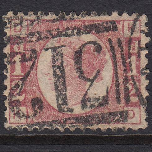 GB QV 1870 1/2d Rose (Plate 5) SG49-G4 KD GU Gloucester 312