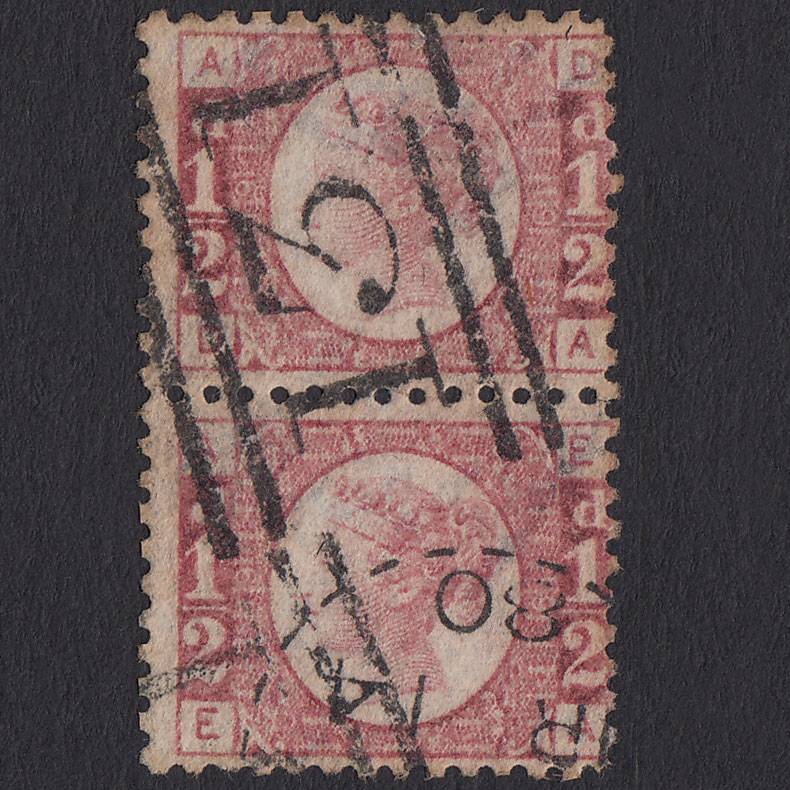 GB QV 1870 1/2d Rose (Plate 19) SG49-G4 DA-EA GU Pair Edinburgh 131