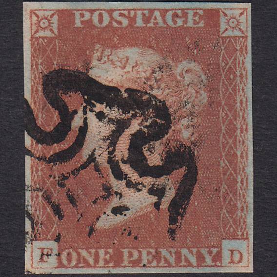 GB QV 1841 1d Red-brown (Plate 21) SG8-B1(1) FD FU 4 Margins Maltese Cross