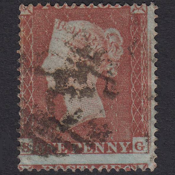 GB QV 1854 1d Red-Brown Plate 164 SG17-C1(1) SG GU State 2 Large Misperf