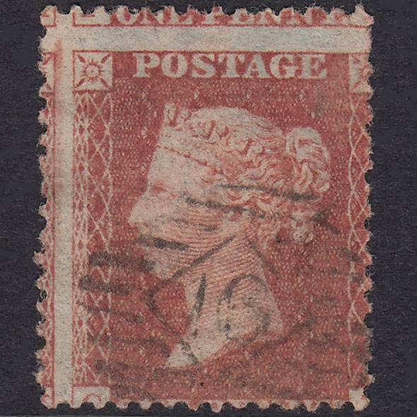 GB QV 1856 1d Plate 36 SG29-C8(1) GI VFU Light Cancel Large Misperf