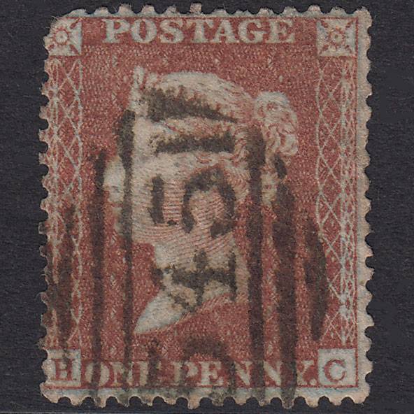 GB QV 1855 1d Red-Brown Plate 9 SGC6(1) Framed Reverse HC GU Newcastle 545