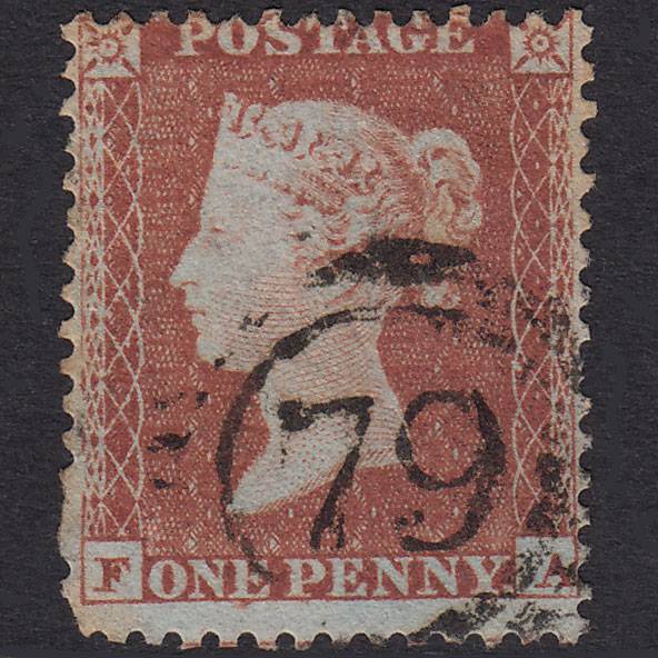 GB QV 1855 1d Red-Brown Pl 194 SG22-C2(1) FA GU London D&S 79 Blind Perf
