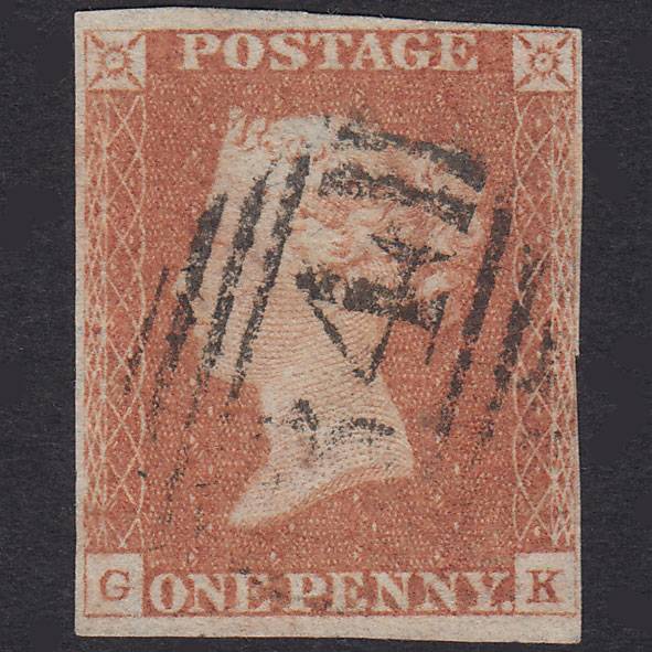 GB QV 1841 1d Orange-Brown Plate 86 SG12-B1(6) GK GU Nr 4 Margins