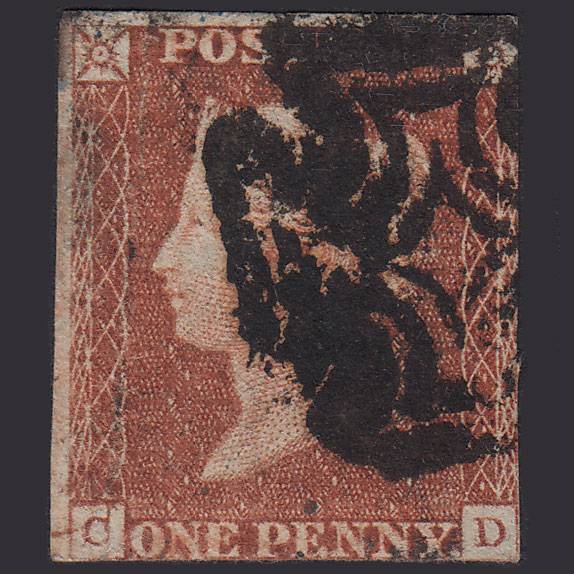 GB QV 1841 1d Red-Brown Plate 25 SG8-B1(1) CD GU MX Unlisred Marks