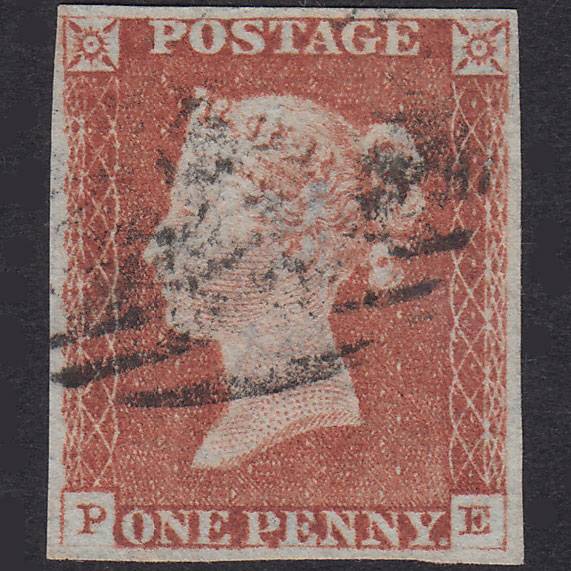 GB QV 1841 1d Red-Brown Plate 67 SG8-B1(1) PE FU 4 Margins
