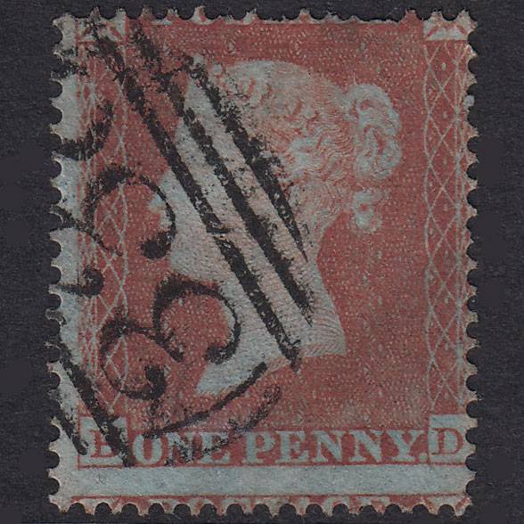 GB QV 1854 1d Red-Brown Plate 170 SG17-C1(1) BD GU Harrogate 338 Misperf