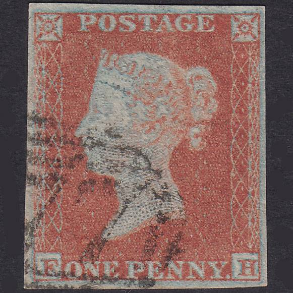 GB QV 1841 1d Plate 147 SG8-B2(1) Framed Reverse FH VFU 4 Good Margins
