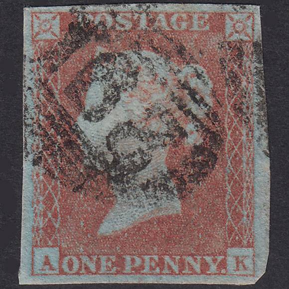 GB QV 1841 1d Red-Brown Plate 117 SG8-B1(1) AK FU 4 Margins Fareham 291
