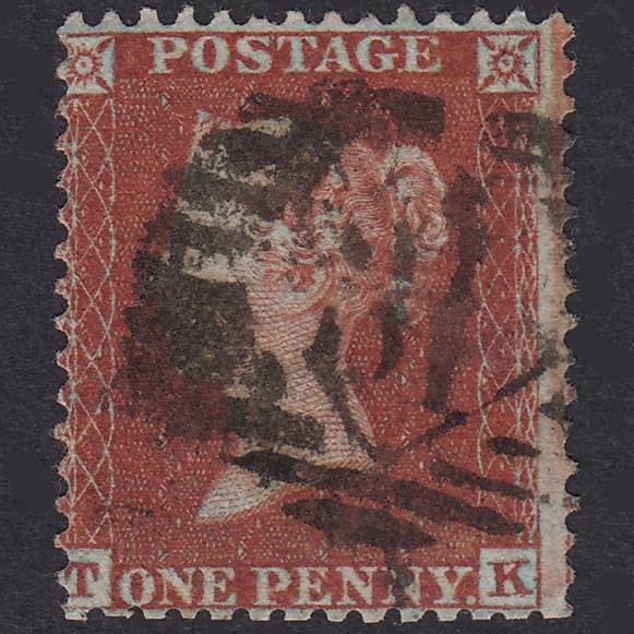 GB QV 1855 1d Red-Brown Plate 204 SG22-C2(1) TK GU London IS Cancel