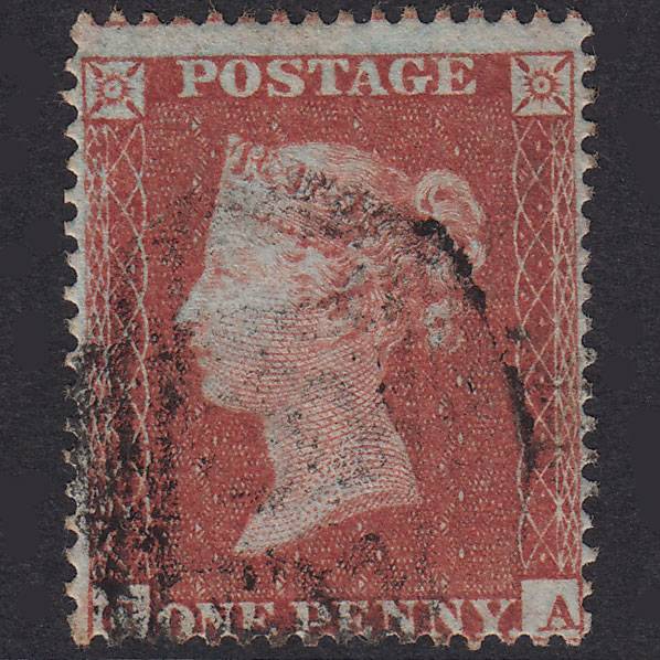 GB QV 1854 1d Red-Brown Plate 180 SG17-C1(1) CA GU Light Cancel