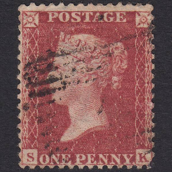 GB QV 1857 1d Rose-Red Plate 43 SG40-C10(1) SK GU Scotland
