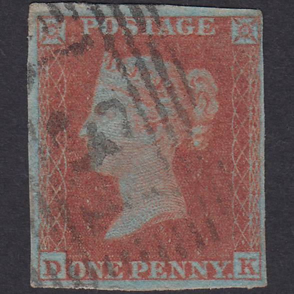 GB QV 1841 1d Very Blued Plate 145 SG8A-B1(2) DK FU 4M Edinburgh 131
