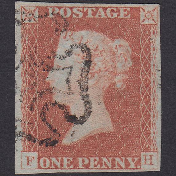 GB QV 1841 1d Red-Brown Plate 23 SG8-B1(1) FH FU Missing Imprimatur 4M MX