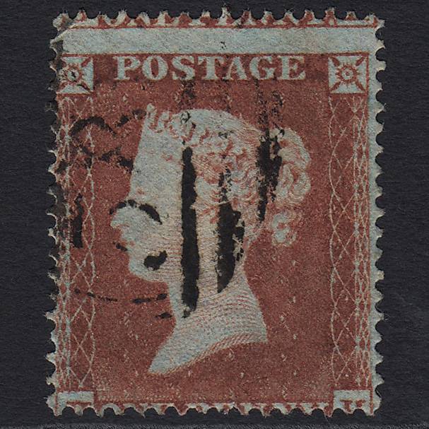 GB QV 1854 1d Red-brown SG17-C1(1) FU Misperf