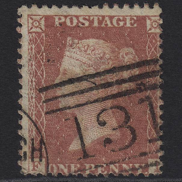 GB QV 1857 1d Rose-red SG40-C10(1) FU Edinburgh 131