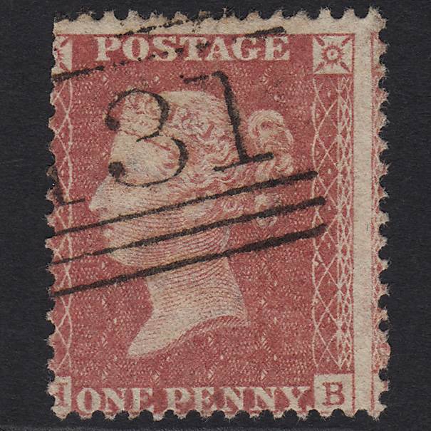 GB QV 1857 1d Rose-red (Plate 36) SG40-C10(1) HB FU Edinburgh 131