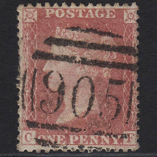 GB QV 1857 1d Rose-red (Plate 66) SG40-C10(1) CF GU Wolverhampton 905