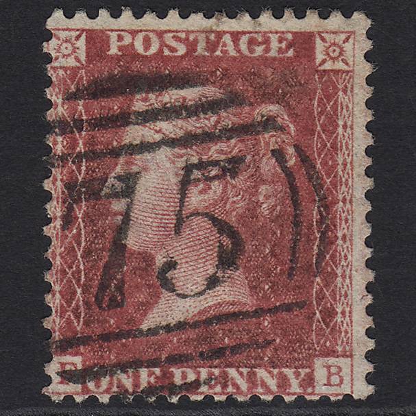 GB QV 1857 1d Rose-red (Plate 59) SG40-C10(1) FB FU Birmingham 75