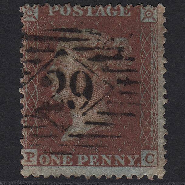 GB QV 1855 1d Red-brown (Plate 17) C6(1) PC GU London IS 29 29.g
