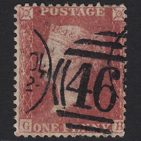 QV 1857 1d Rose-red (Plate 34) SG40-C10(1) GH GU Liverpool 466