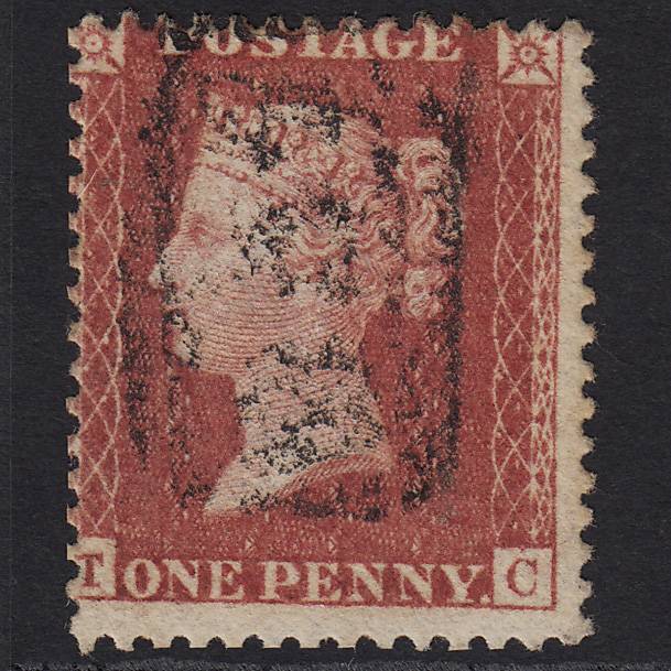 GB QV 1857 1d Rose-red (Plate 66) SG40-C10(1) TC FU Large Misperf