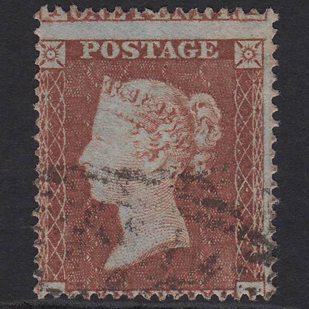 GB QV 1854 1d Red-brown SG17-C1(1) JI FU Light Cancel Misperf